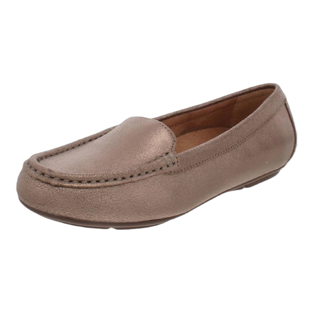 Vionic Women's Debbie Leather Bronze Metallic Slip On Moccasin Loafers